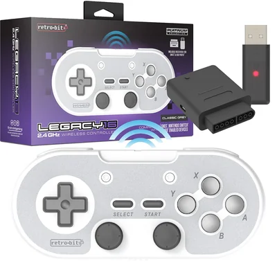 Control inalambrico 2.4 GHz Legacy16 para SNES, Switch y USB Gris.