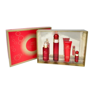 360 Red SET 4 Piezas Dama EDP 100ml + Locion Corporal 90ml + Gel de Ducha 90ml + Miniatura 7.5ml