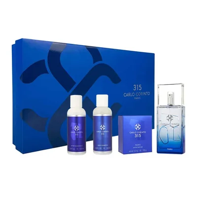 Carlo Corinto 315 Estuche 4 piezas Hombre EDT 100ml + Shampoo para el cuerpo 120ml + Shower Gel 120ml + Jabon perfumado 150 g