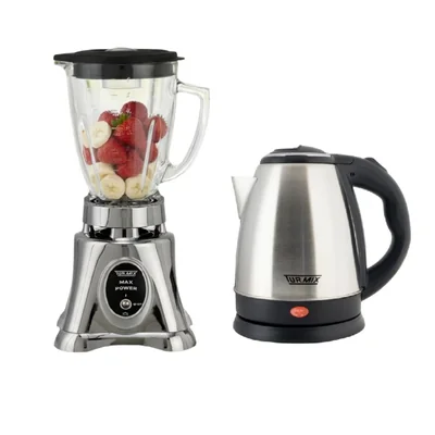 Paquete Turmix Licuadora Max Power Plata + Hervidora de Agua 1.5L Acero Inox ORTY