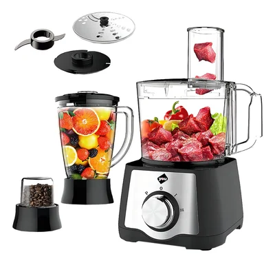 Licuadora Y Procesador De Alimentos 7 En 1 Moledor 3 Vel You Color Negro