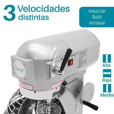 Batidora Planetaria Industrial Onof HR-B20 20L 1100W con 3 Accesorios para Panadería y Repostería