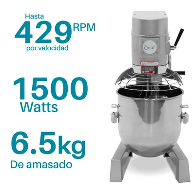 Batidora Planetaria Industrial Onof HR-B30 30L Acero Inoxidable con Accesorios para Panadería y Repostería