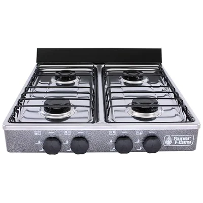 Parilla De Gas 4 Quemadores Cubierta De Acero Inoxidable Super Flama 4QCAG