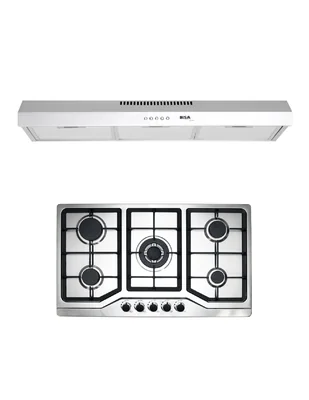 Combo DISA HOME Parrilla a Gas 5 Quemadores Acero Inox Y Campana Extractora de Pared Acero Inox 80 cm DISA Home