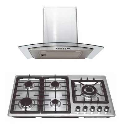Combo DISA Home Parrilla a Gas 5 Quemadores Acero Inox y Campana Cristal 60 cm Acero Inox.