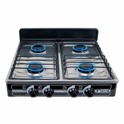 Parrilla de Gas Super Flama 4Q-CA-N 4 Quemadores/ Cubierta de Acero Negro ALBY10