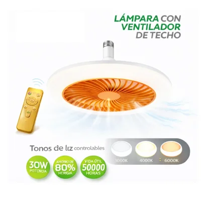 Lámpara LED con Ventilador de Techo y Control Remoto 11 in
