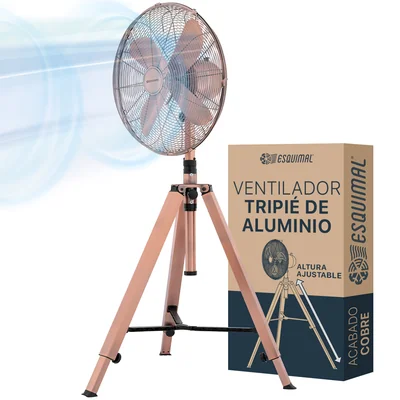 Ventilador de Pedestal con Tripié Abanico Altura Ajustable 160cm Oscilación 70° Decoración para Hogar y Oficina ESQUIMAL