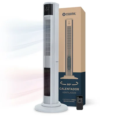 Ventilador de Torre 111cm Calentador 2 en 1 Climatizador Giratorio con Temporizador Control Remoto Gris ESQUIMAL