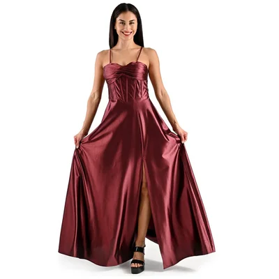 Vestido Metálico con Abertura en Pierna Pink Gallery para Mujer