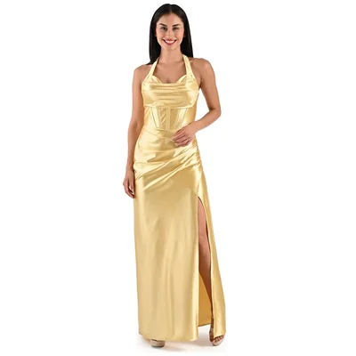 Vestido Metálico con Abertura en Pierna Pink Gallery para Mujer