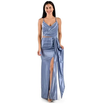 Vestido con Abertura en Pierna Liso Pink Gallery para Mujer
