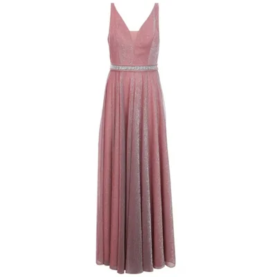 Vestido Largo con Cinturón de Pedrería Nina Ferre para Mujer