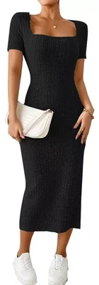 Vestido Largo Casual de Fiesta para Dama Mujer Estilo Minimalista Ajustado y Elegante para Noche Color Negro