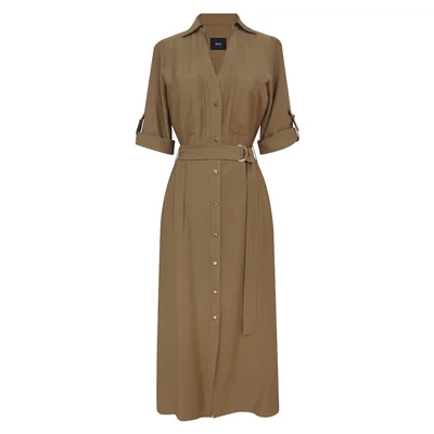 Vestido Camisero en Color Cocoa con Cinta para Mujer Basel
