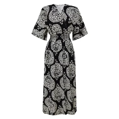 Vestido de Estampado Étnico y Cintura Elástica para Mujer City Femme