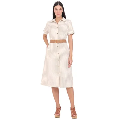 Vestido Camisero con Rayas Duplan para Mujer