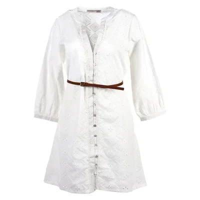 Vestido Corto con Bordado Y Cuello en V Black Tape para Mujer