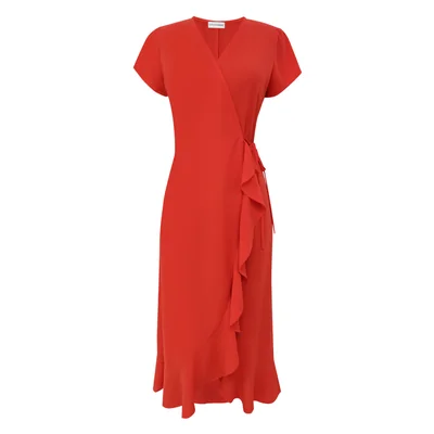 Vestido Midi Cruzado con Olán Lateral para Mujer City Femme