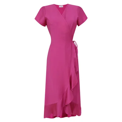 Vestido Midi Cruzado con Olán Lateral para Mujer City Femme