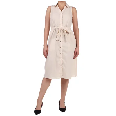 Vestido Camisero Sin Mangas Ajuste con Cinturón Zucca Mujer