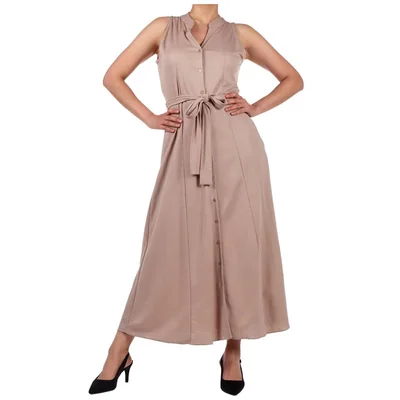 Vestido Maxi Estilo Camisero Cuello Mao Zucca para Mujer