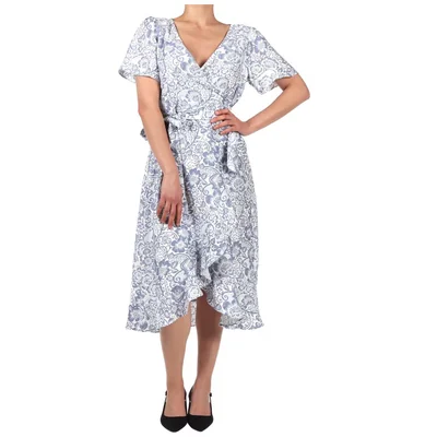 Vestido Floral Diseño Envolvente Escote V Zucca para Mujer