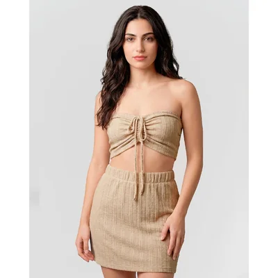 Conjunto Top y Falda Mujer Casual Beige Stfashion 79305828