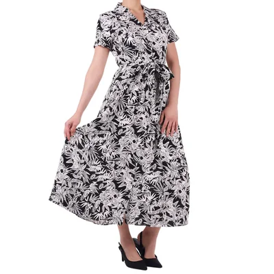 Vestido Camisero Midi Floral Manga Corta Zucca para Mujer