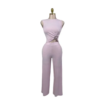 Conjunto canalé de dos piezas con aro lateral rosa LC