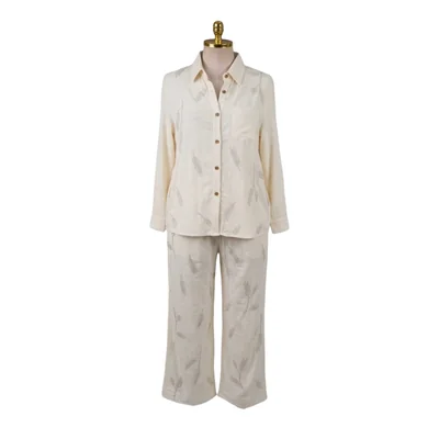 Conjunto Camisa Pantalón Estampado Beige LC
