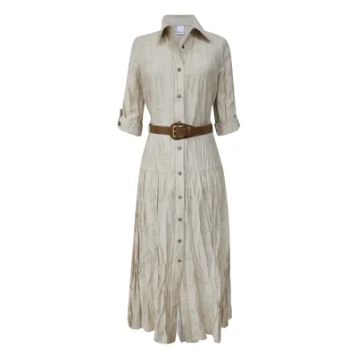 Vestido Largo Camisero con Cinturón Elle para Mujer
