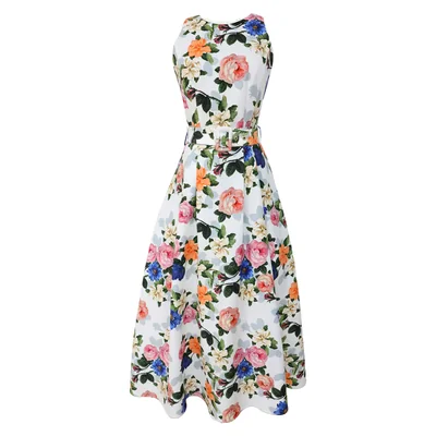 Vestido Largo Corte Princesa Estampado Floral Basel para Mujer