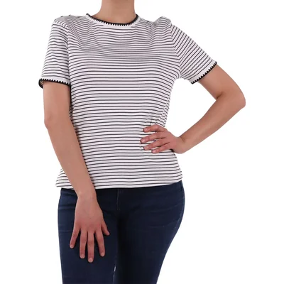 Playera de Rayas Cuello Bordado Arqueology para Mujer