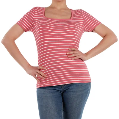 Playera Rayas Cuello Cuadrado Lifestyler para Mujer