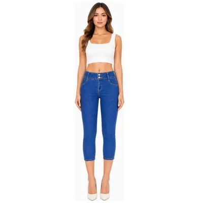 Jeans Capri Pump Skinny Pretina Ancha Jeans Beronna para Mujer