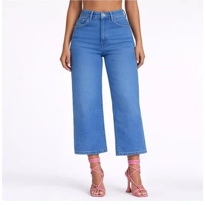 Jeans Corte Wide Leg Cropped Jeans Beronna para Mujer
