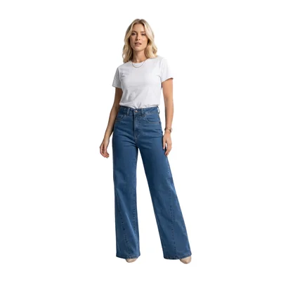 Jeans Wide Leg Seccionado para Mujer