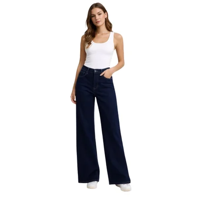 Jeans Wide Leg Liso para Mujer