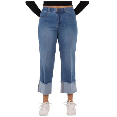 Jeans Wide Leg Pierna Ancha y Dobladillo Ruby Rd para Mujer