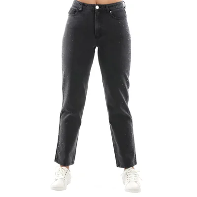 Jeans Recto con Detalles de Brillo Life Styler para Mujer