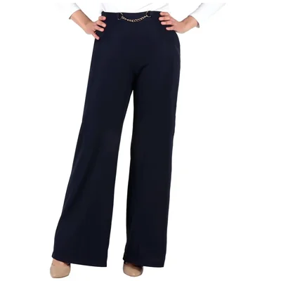Pantalón Pierna Recta Pretina Alta con Cadena Zucca Mujer