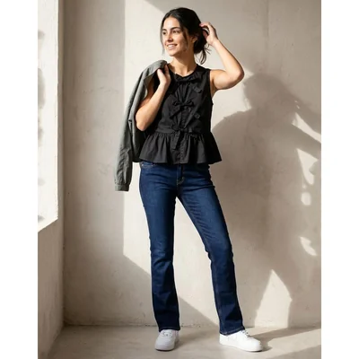 Jeans Mujer Moda Recto Azul Oggi 59105802