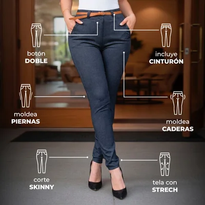 Pantalon Dama Vestir Moda Stretch Tiro Alto Oficina Formal Verde