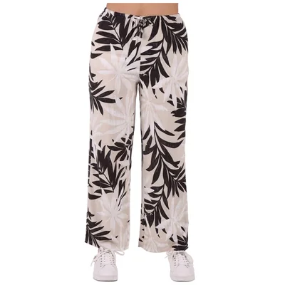 Pantalón Amplio Estampado Hojas Tropicales Black Tape Mujer