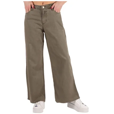 Pantalón Corte Recto Pierna Ancha Verde Arqueology Mujer