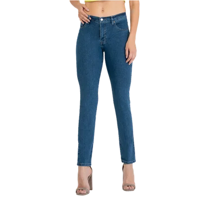Jeans Scandia Mezclilla Stretch Cintura Alta Recto Azul Stone