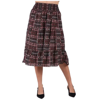 Falda Midi Estampada Casual Elástica Black Tape para Mujer