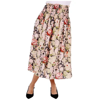 Falda Larga Floral Estampada Cintura Elástica Dex Mujer